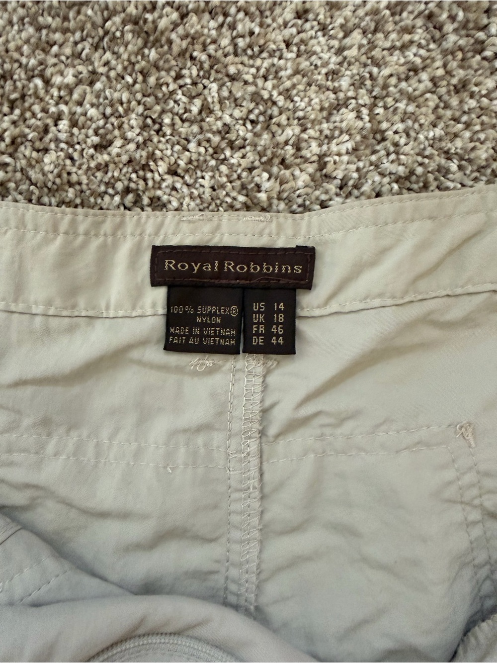 Royal Robbins Light Taupe Bermuda Shorts with Side Zip Pocket - Picture 2 of 3